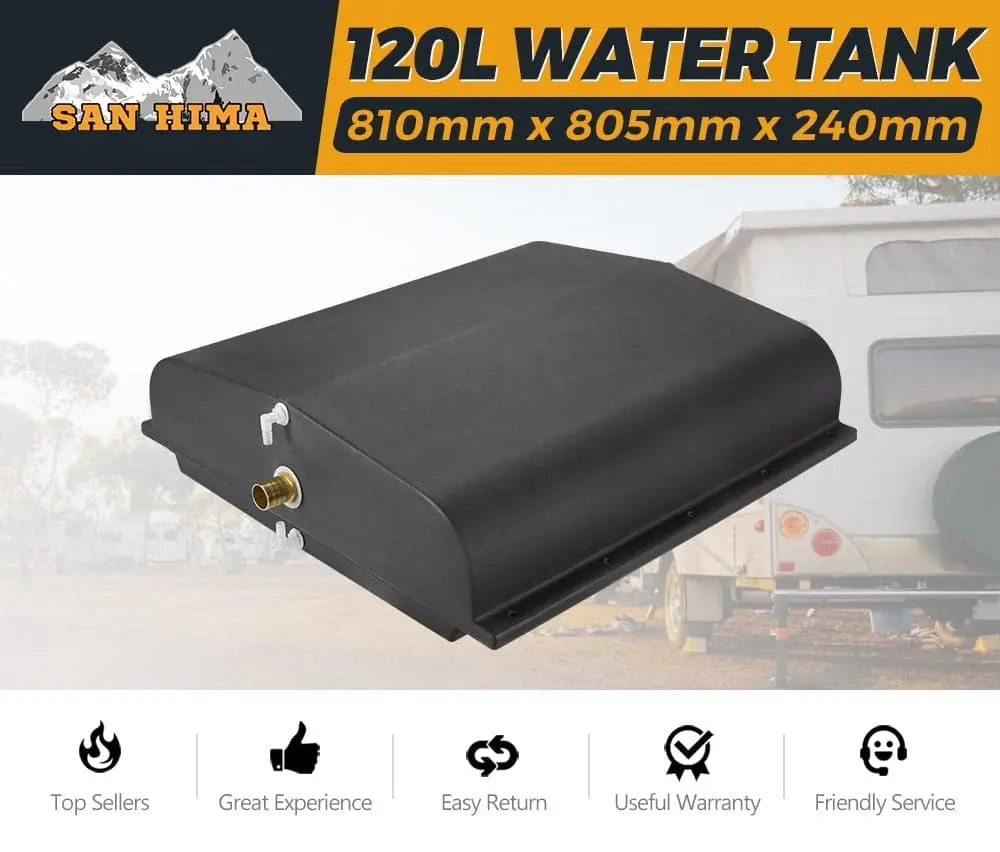 120L Poly Water Tank Camper Trailers Caravans 4WD Truck Universal Black 4X4