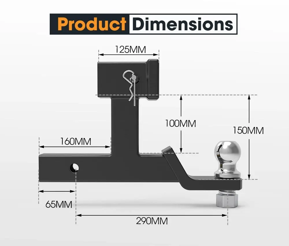 San Hima Dual Hitch Ball Mount Tow Bar Trailer 4WD Car Bike Rack Boat