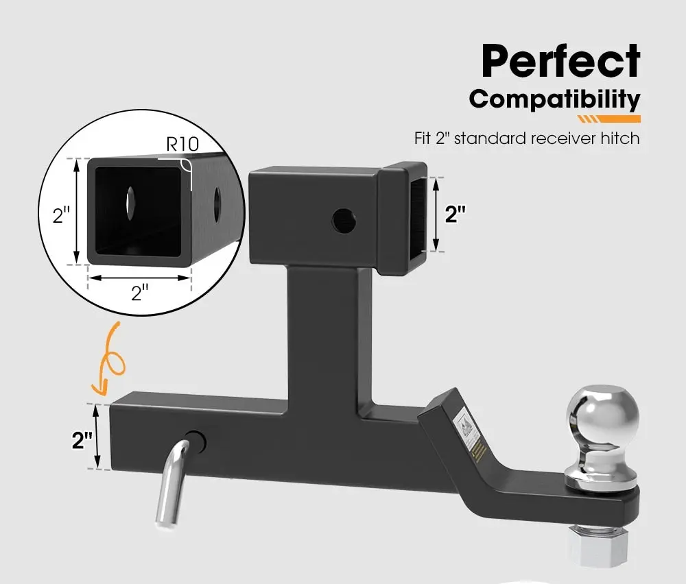 San Hima Dual Hitch Ball Mount Tow Bar Trailer 4WD Car Bike Rack Boat