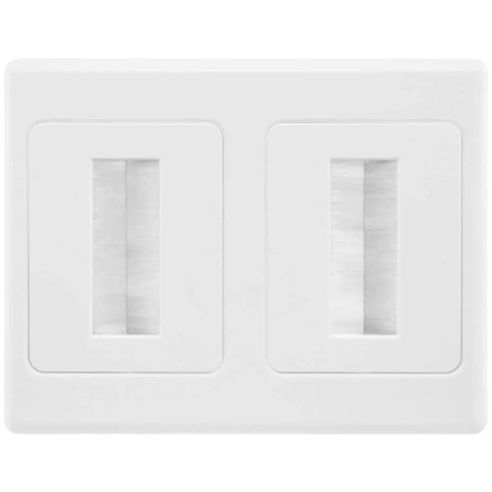 Double Gang Wall Plate Brush Wallplate Outlet Cover for Cable Lead Organiser 2PK