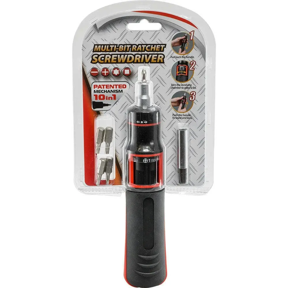 Doss Autoloading Multi-Bit Ratchet Screwdriver Gearless 9 Bits w/ Extension Bit