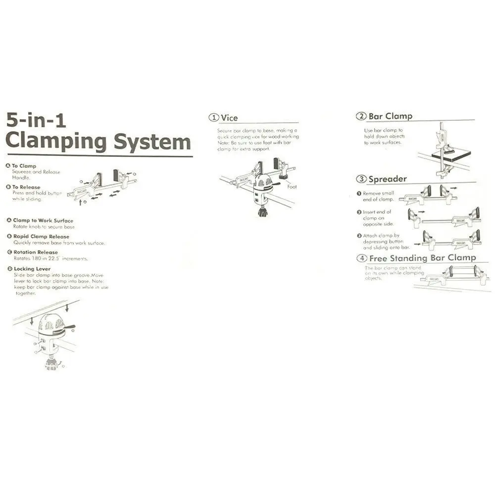 Multifunctional Clamp Kit 5-in-1 Bar Clamping System Vice Spreader Workshop Tool
