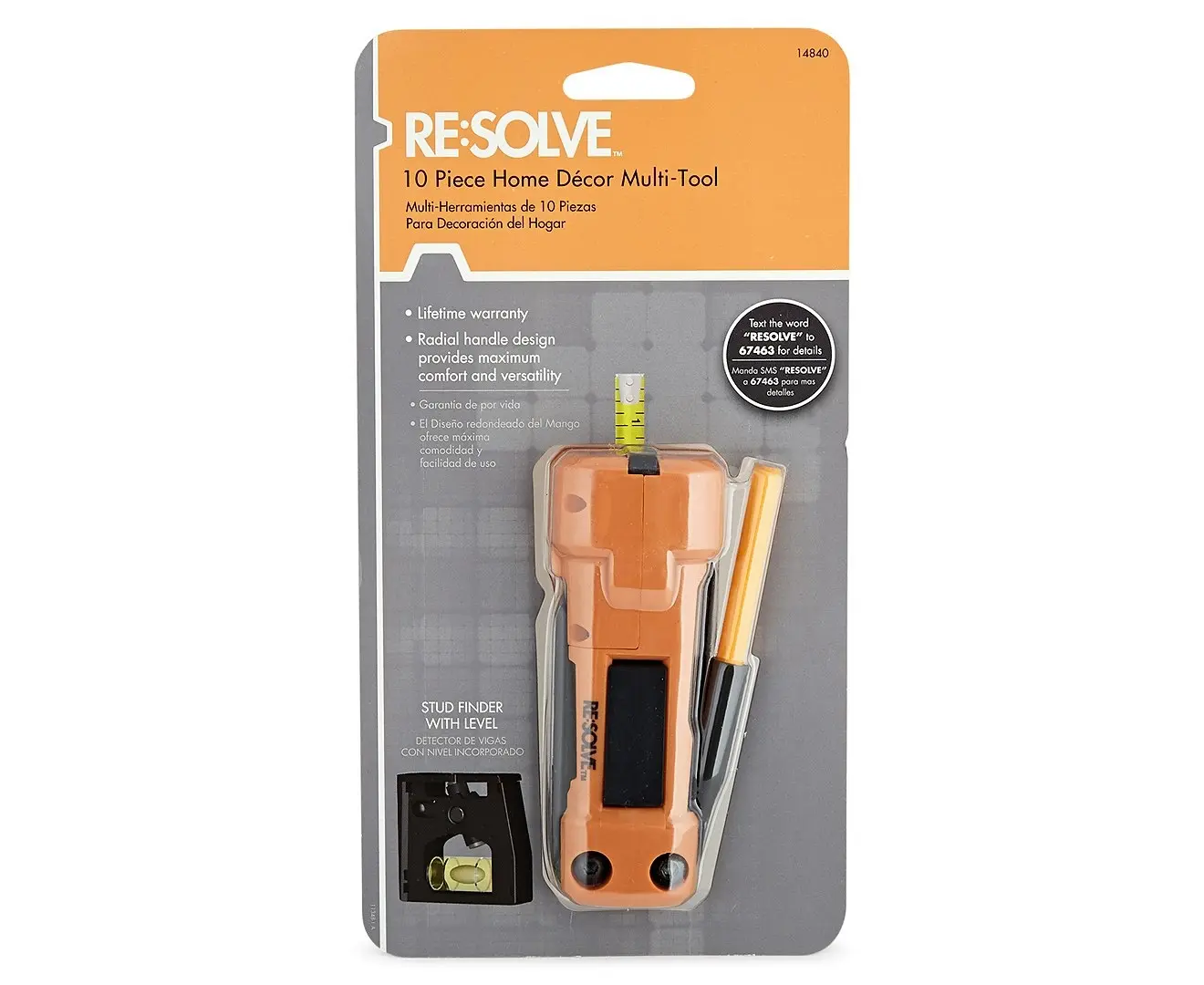 2x 10pc Resolve Home Pocket Multi-Tool Set Screwdriver/Philips/Level/Stud Finder