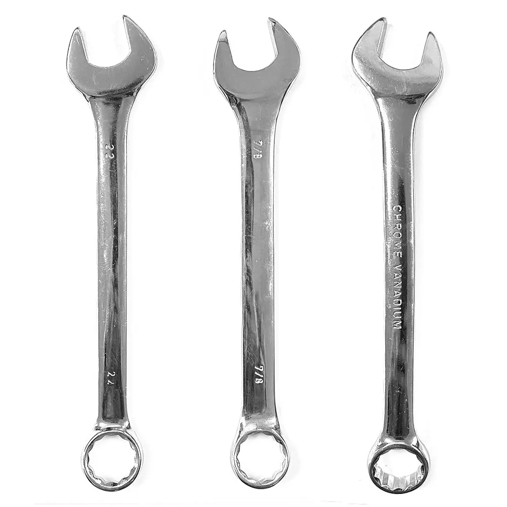 24pc Heavy Duty Wrench Tools Set Combination Ring/Open Spanner 6-22mm 1/4-7/8SAE