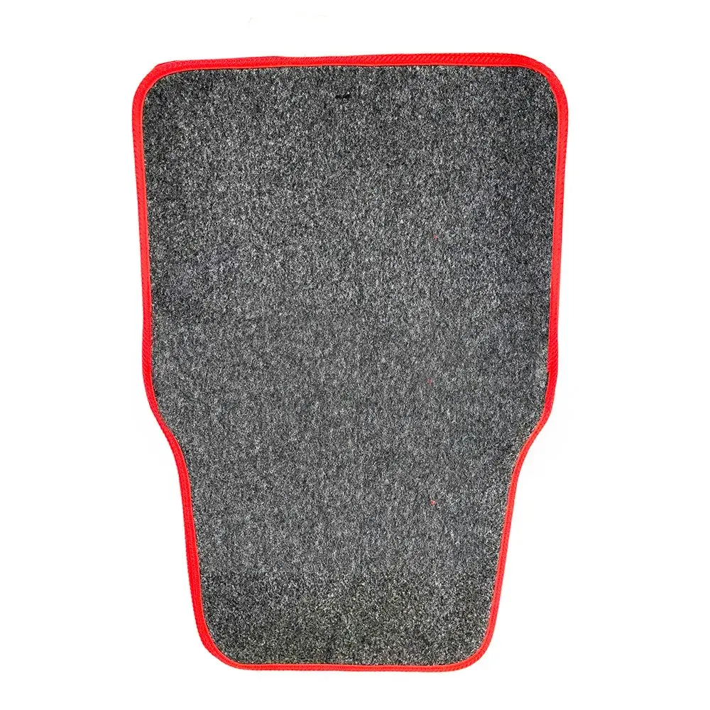 4pc Carpet Car Floor Mats Set/Floormat Front/Back Rear Seat Large Grey/Red