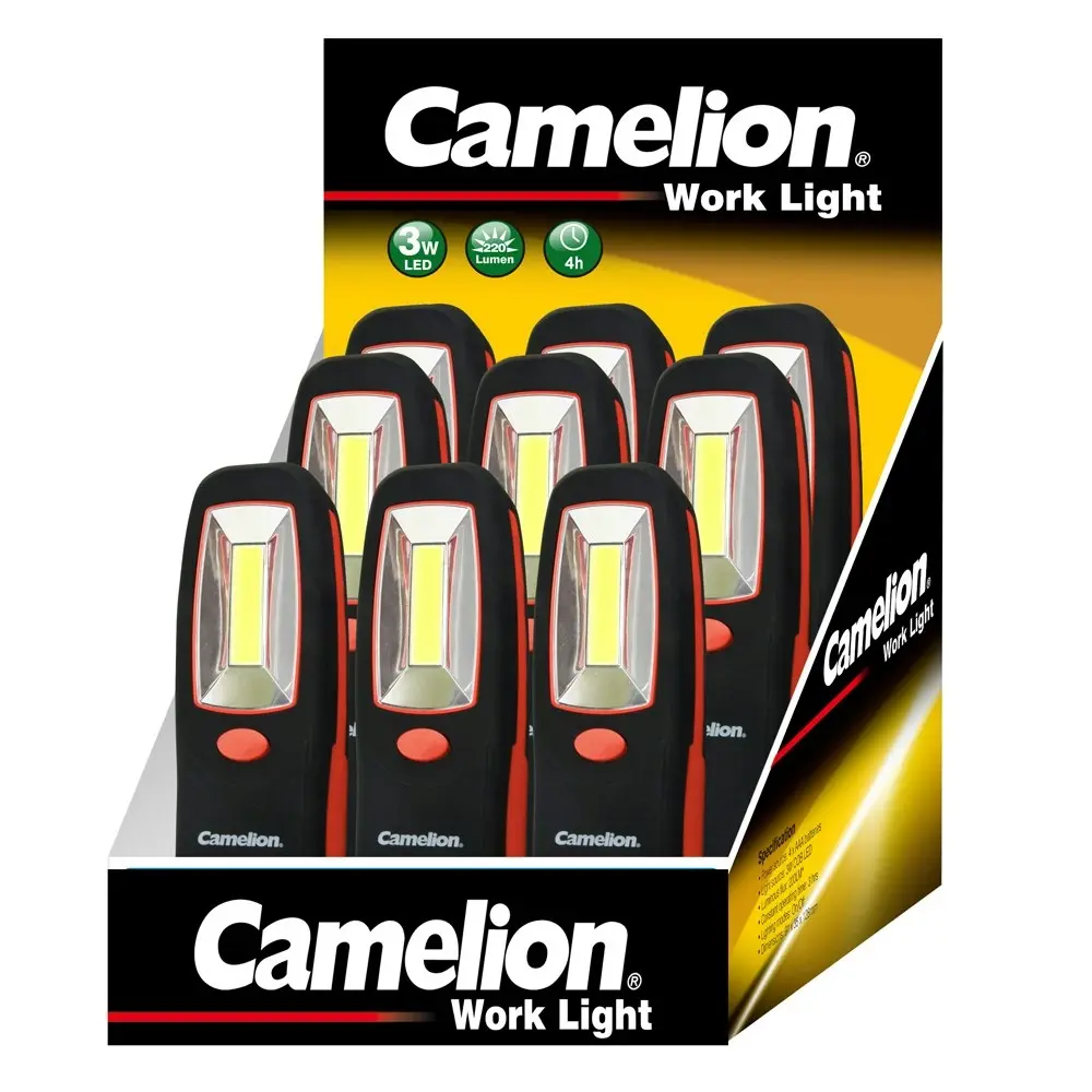 Camelion Worklight 3W COB LED Work Light/Flashlight w/ 3x AAA Batteries Black