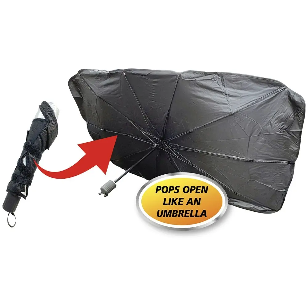 Vistara 145 x 79cm Foldable Car Windscreen Umbrella UV Sun Shade Block w/Bag BLk