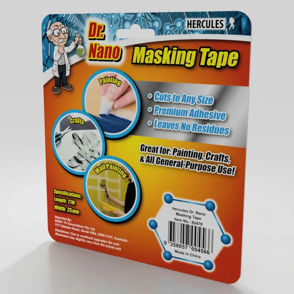 Hercules Dr. Nano 25mm x 27m Masking Tape Premium Adhesive/No Residue Painting