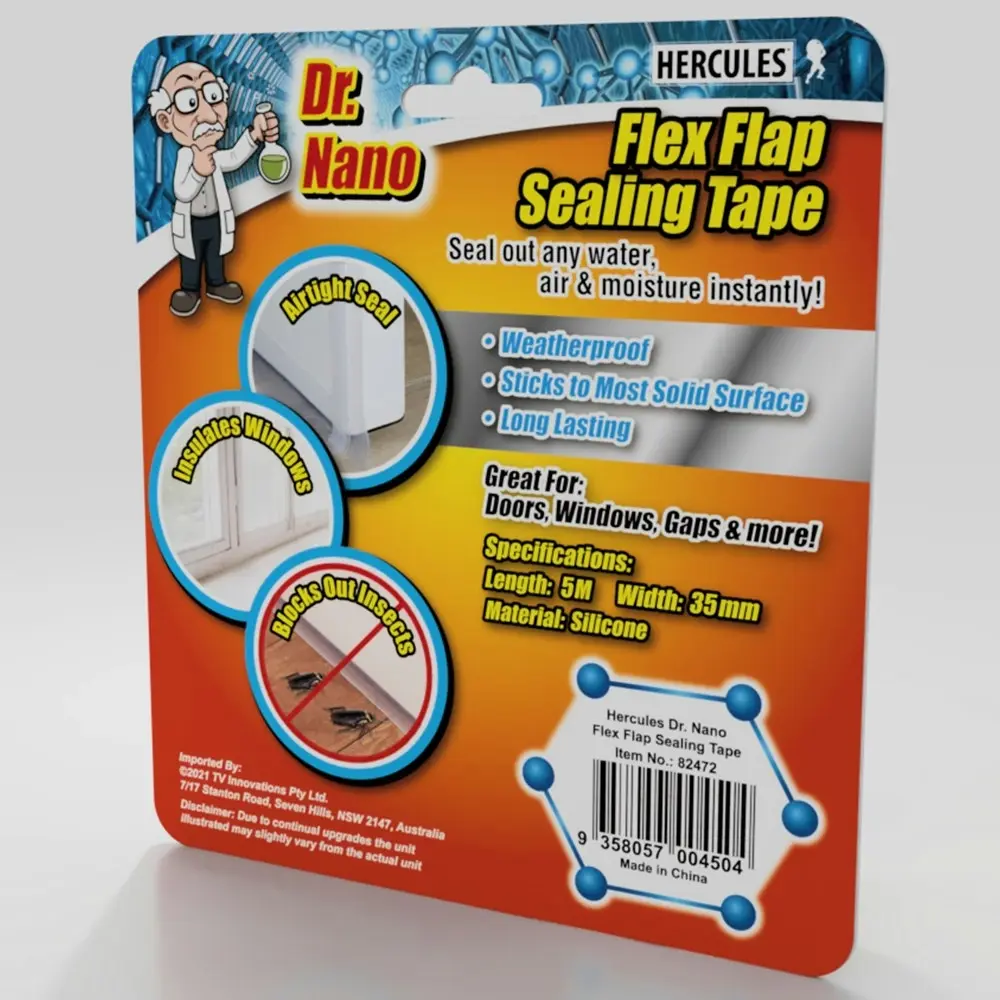 Hercules Dr. Nano 35mm x 5m Flex Flap Sealing Tape Clear Airtight Seal/Insulates