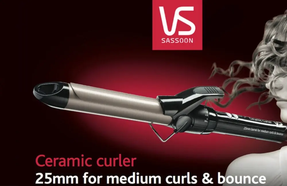 VS Sassoon VS325A Professional 25mm Barrel Iron Ceramic Hair Curler/bounce/Wave