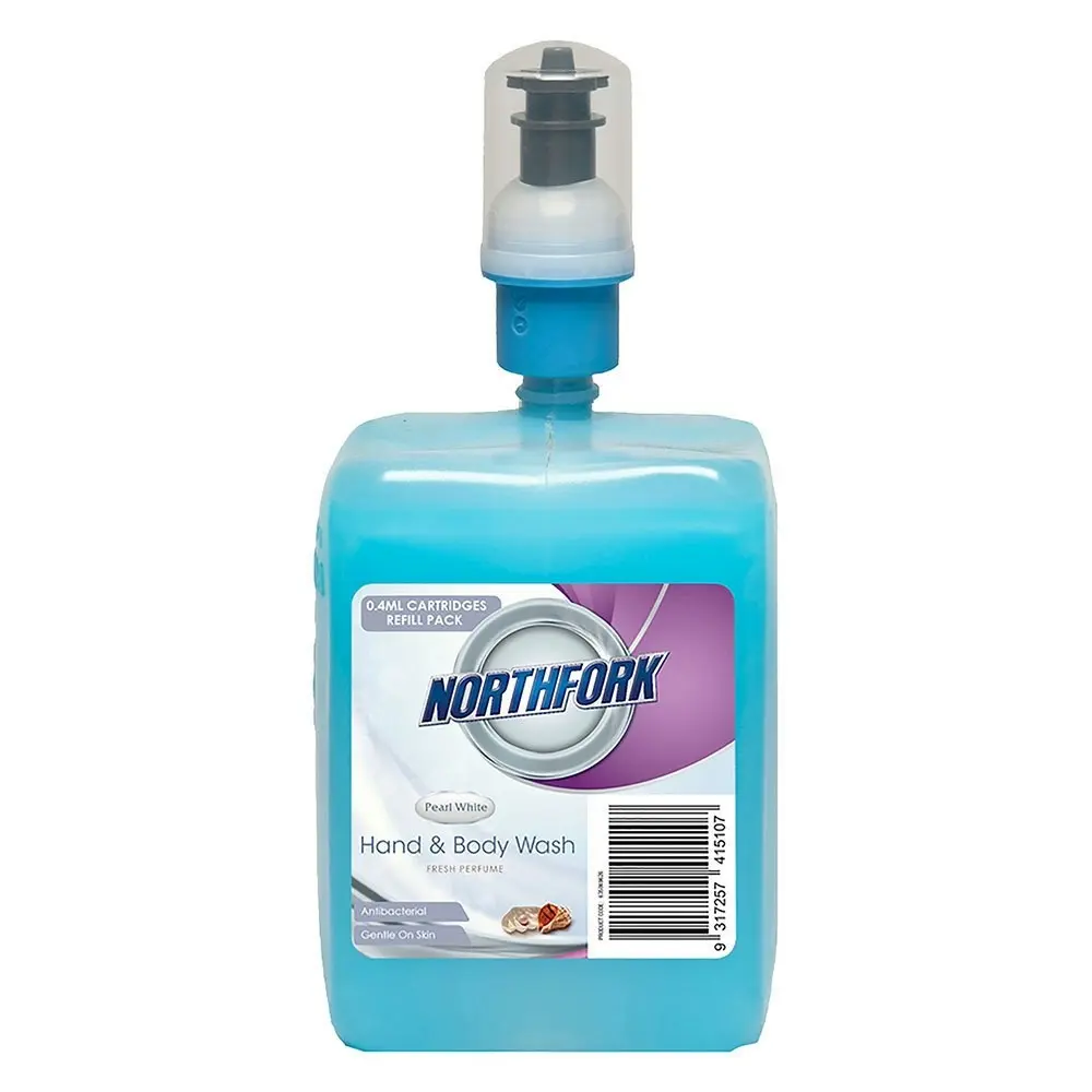 6pk Northfork 400ml Liquid Antibacterial PH Neutral Hand Wash/Soap Blue Refil