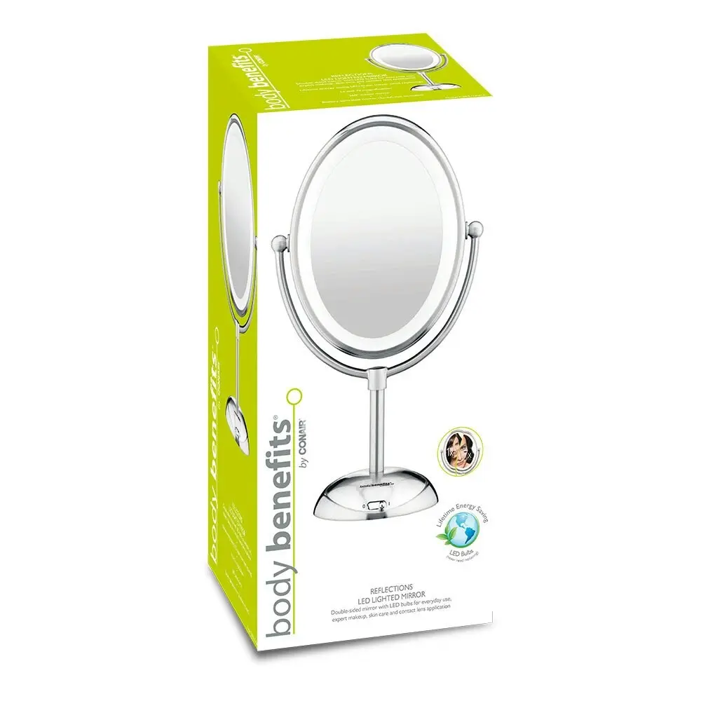 Conair CBE51LCMA Portable Makeup Beauty Mirror Double Sided LED Lighted/Cordless