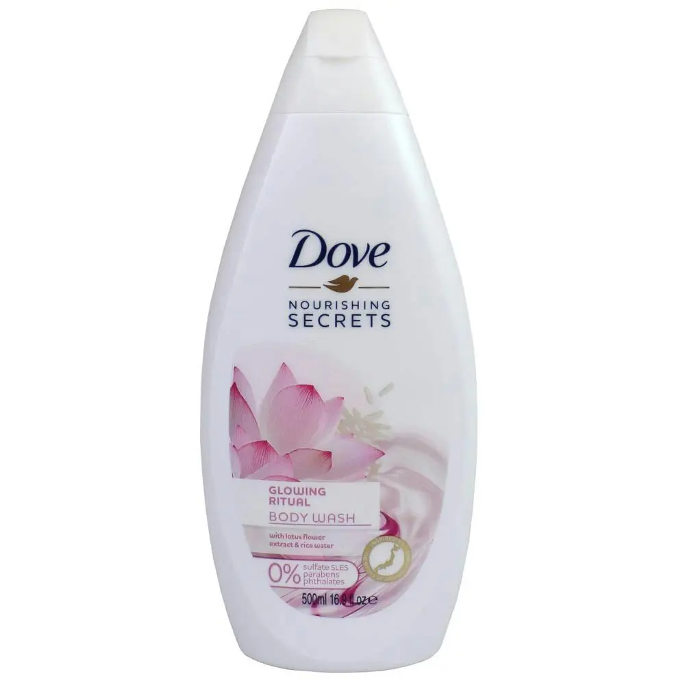 2x Dove Bath Body Wash Glowing Ritual 500ml w/ Lotus Flower Extract & Rice Water