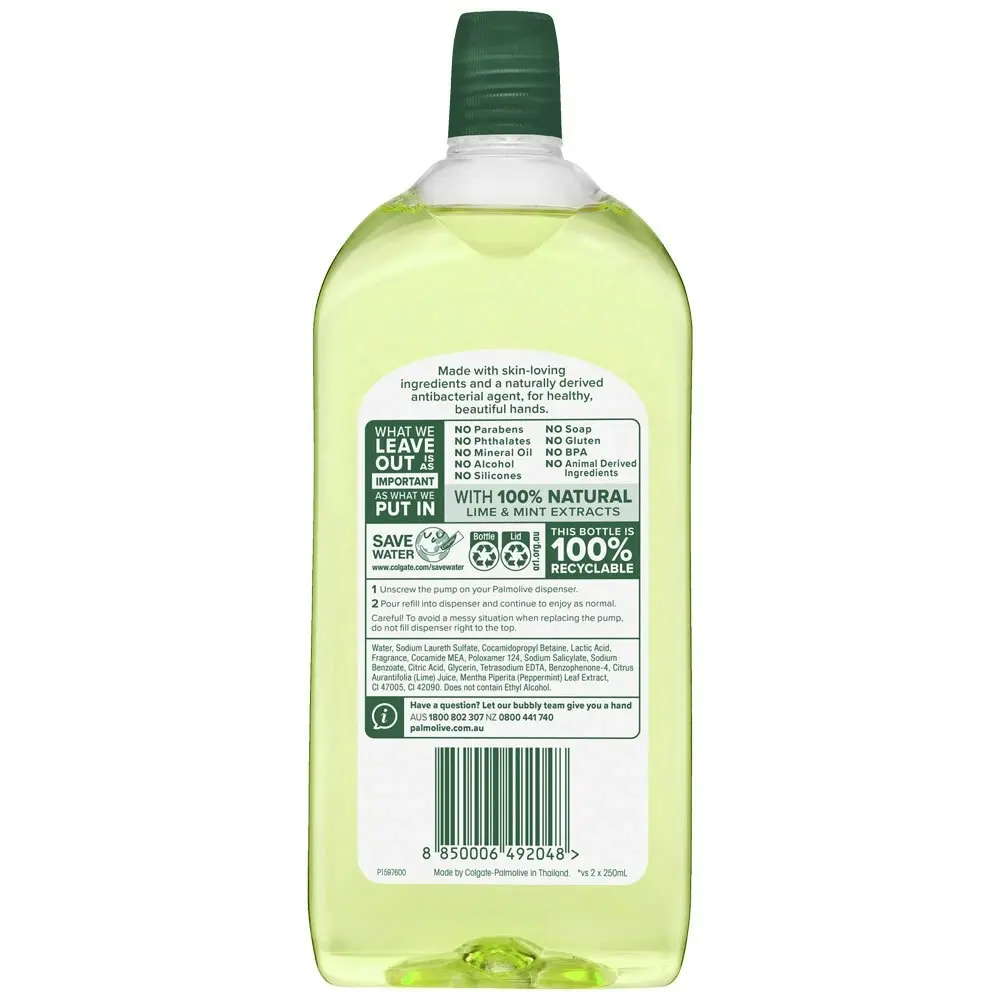 Palmolive 500ml Refill Foaming Hand Washing Liquid Anti-Germ Natural Lime & Mint