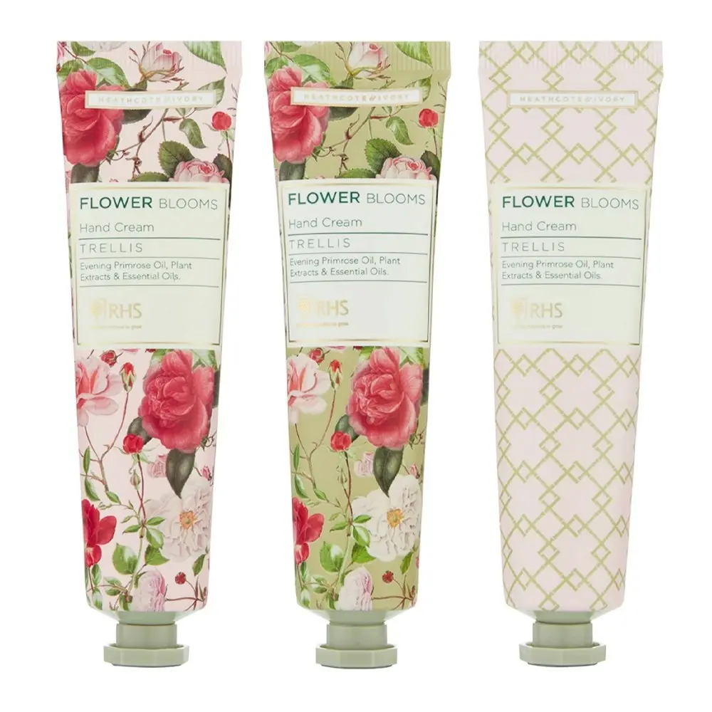 3pc Heathcote & Ivory 30ml RHS Flower Blooms Trellis Hand Cream/Balm Care Set