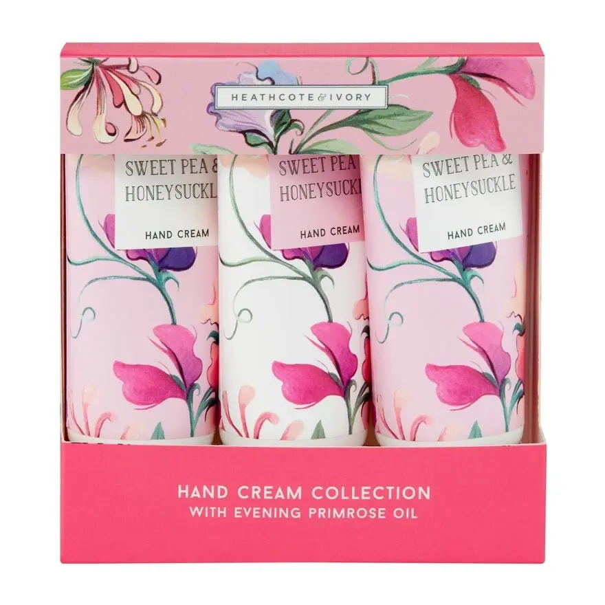 3pc Heathcote & Ivory 30ml Sweet Pea & Honeysuckle Hand Cream Travel Size