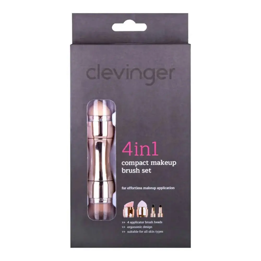 Clevinger 4-in-1 Compact Makeup Brush Set Contour/Blush/Lip/Smudge Brushes RG