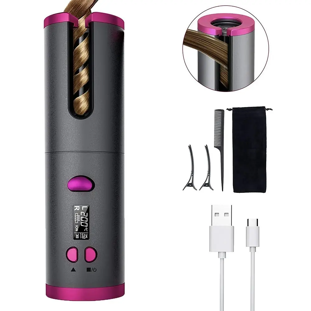 Lenoxx Cordless Automatic Ceramic Portable Rechargeable USB Hair Curler Styler