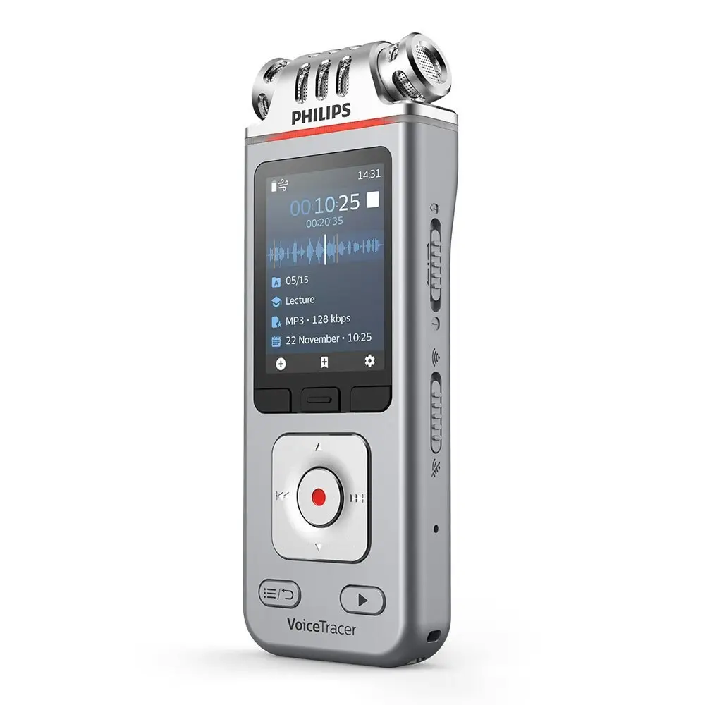 Philips VoiceTracer Audio/Voice Recorder for Lectures w/ 3 Microphone Silver