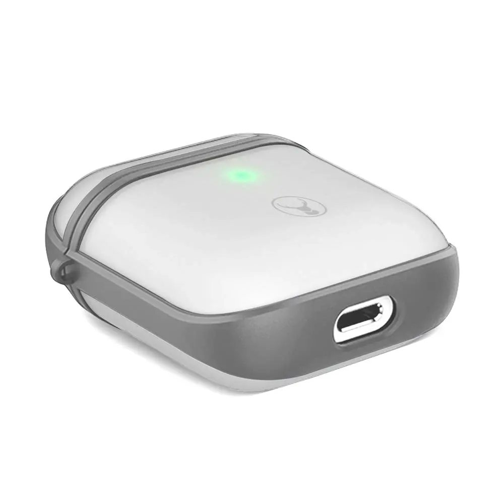 Bon.Elk Edge Case for Apple AirPods Wireless Charge/LED/Drop Proof Cover Grey