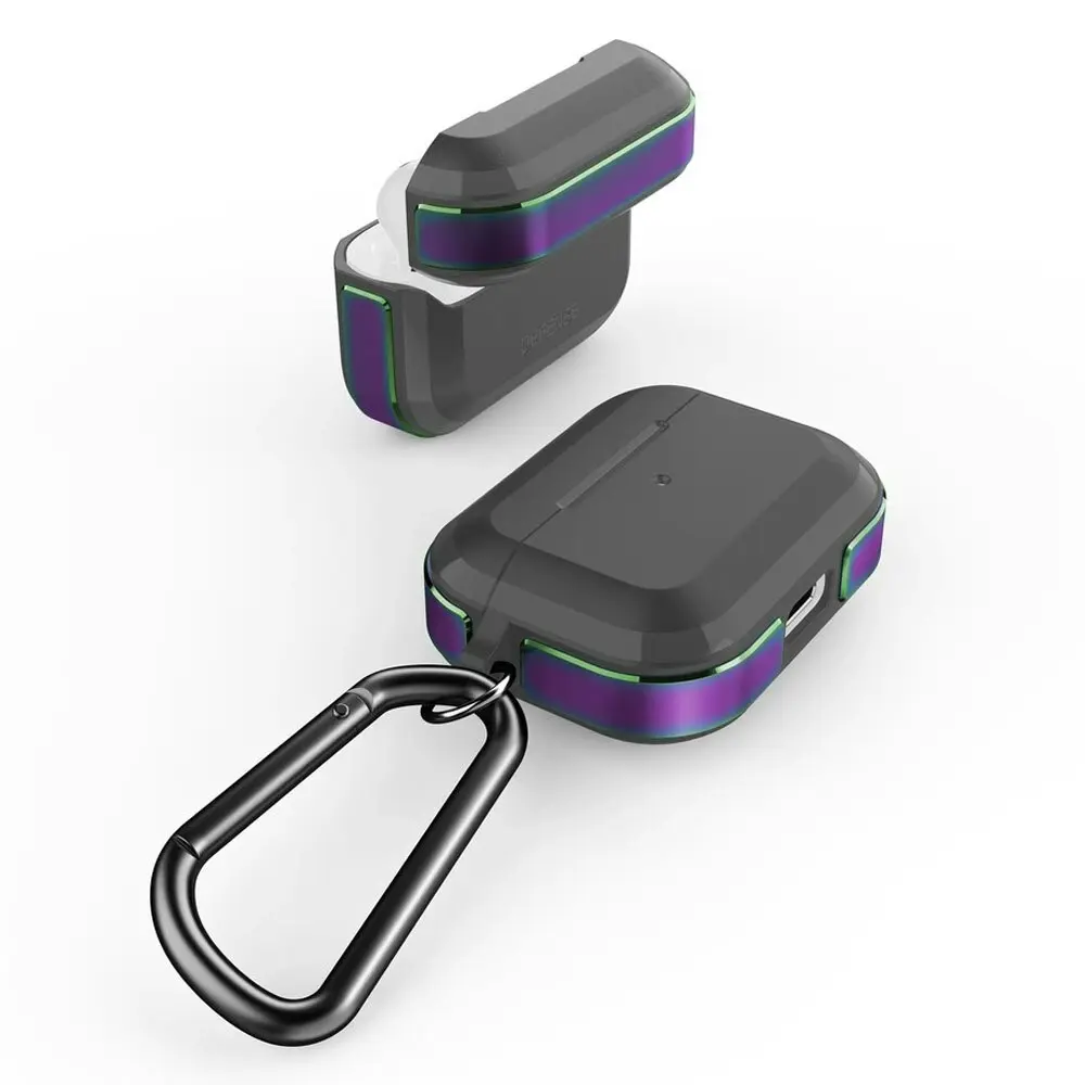 Raptic Trek Case Protective Metal Cover w/ Carabiner for Air Pods Pro Iridescent