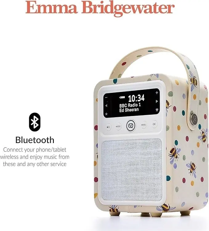 VQ Monty DAB+ Digital FM Radio/Bluetooth Speaker Emma Bridgewater Polka Bee