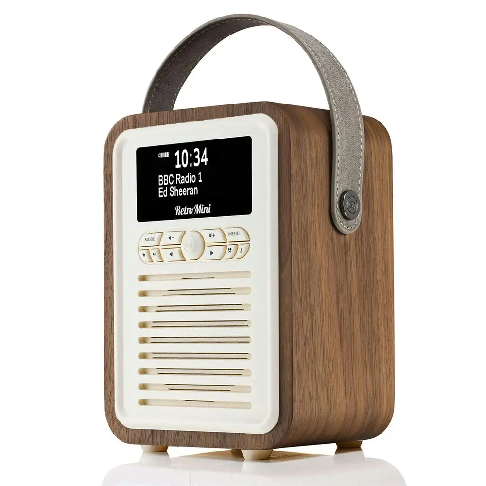 VQ Retro Mini DAB+ Digital FM Portable Radio/Bluetooth Speaker Walnut Audio