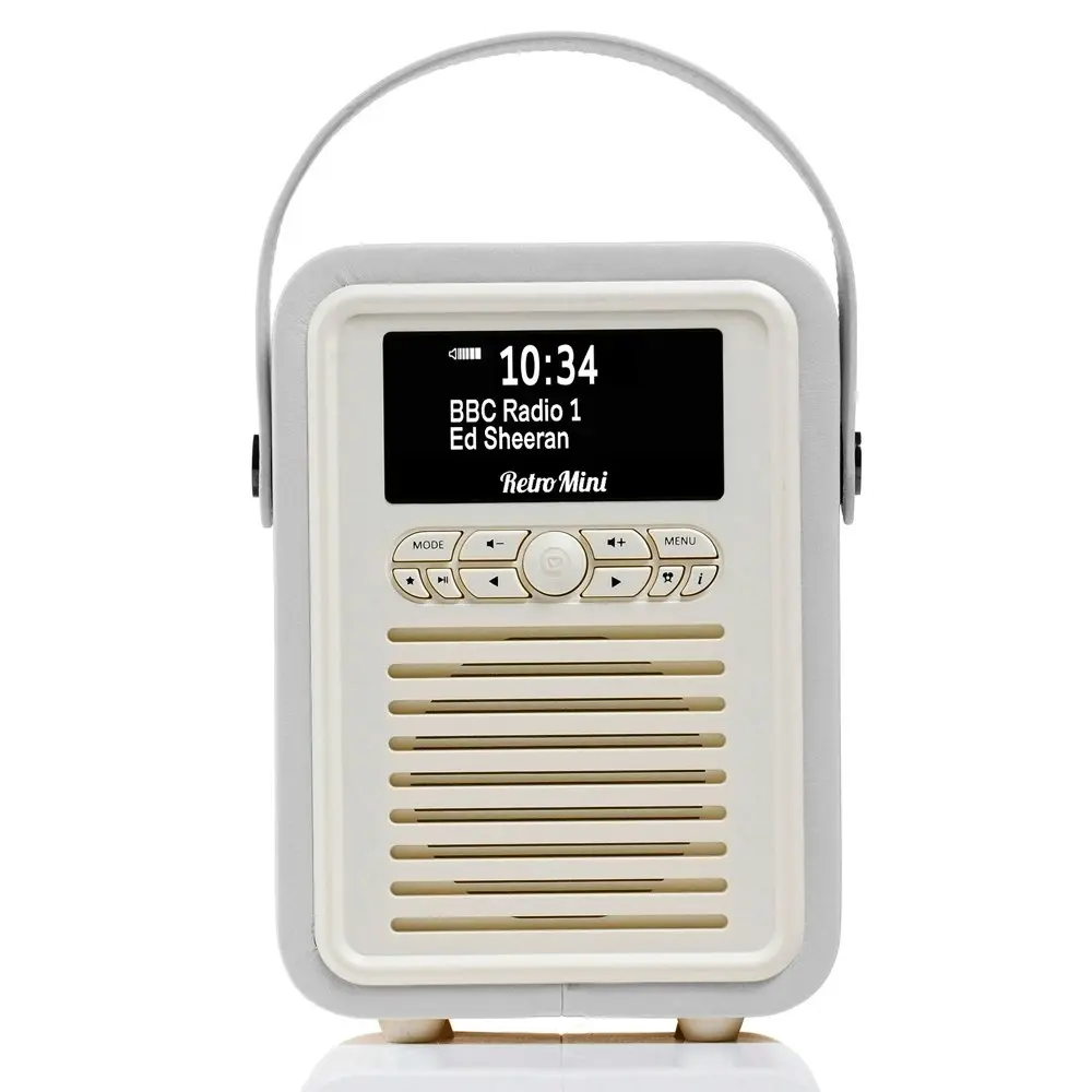 VQ Retro Mini DAB+ Digital FM Portable Radio/Bluetooth Speaker Light Grey Audio