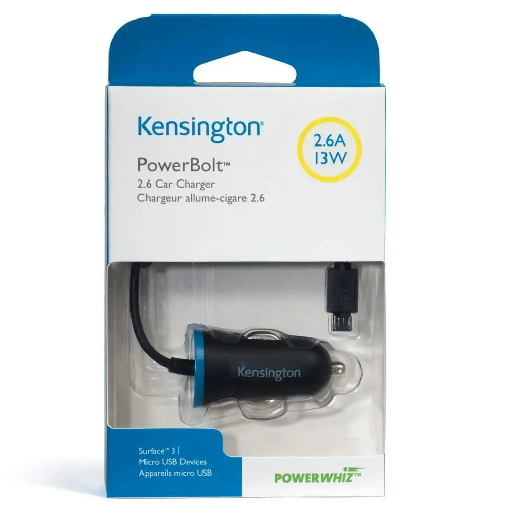 Kensington PowerBolt 2.6A Fast Charge Micro USB Car Charger for Android/Samsung