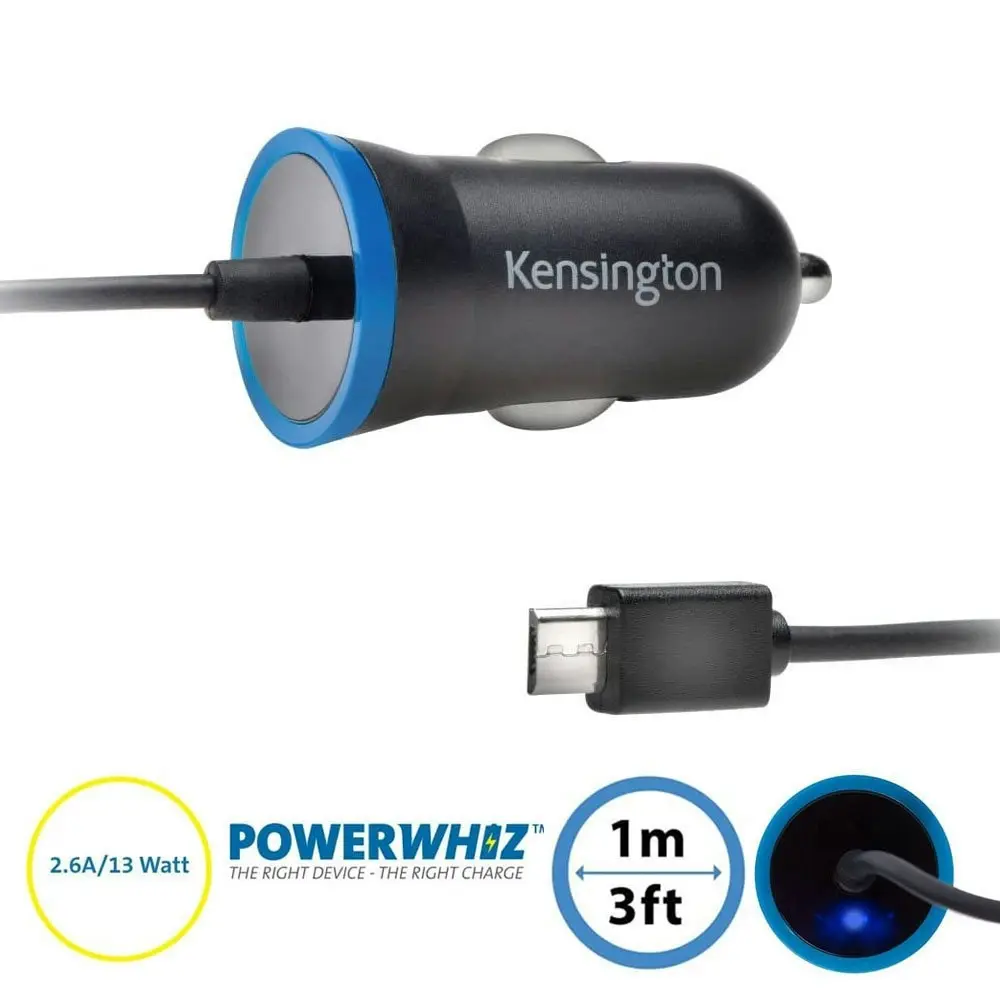 2x Kensington 2.6A Fast Charge Micro USB Car Charger for Android/Samsung/Surface