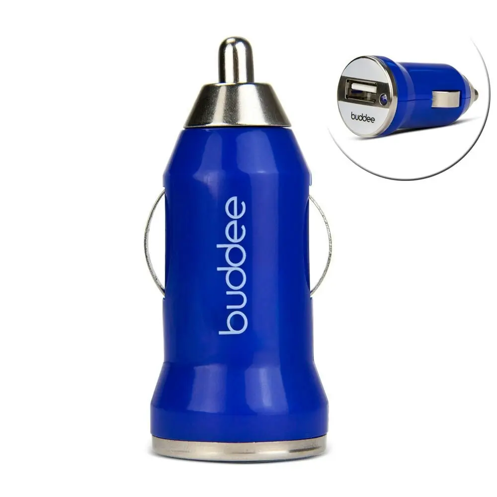 Buddee Single Port USB Car Charger For Android/iPhone/iPad/Tablet/GPS 2.1A Blue