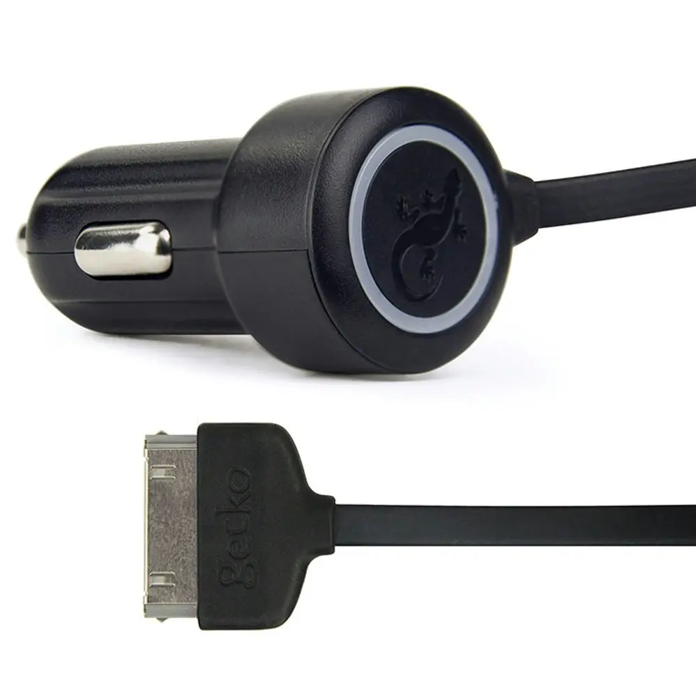 Gecko 2.1A Car Travel Charger 1.2m Adapter For iPad/iPod/iPhone 3G/3GS/4/4S BLK