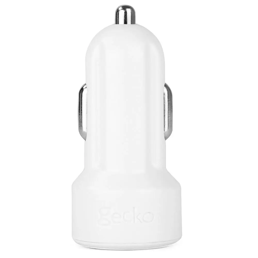 Gecko Smart 2.4A USB Car Charger for Smartphones GPS Tablet Dash Cameras White