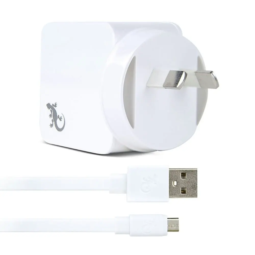 2x Gecko USB 2.4A Wall Charger w/1.5m Micro-USB Cable for Smartphones/Cameras WH