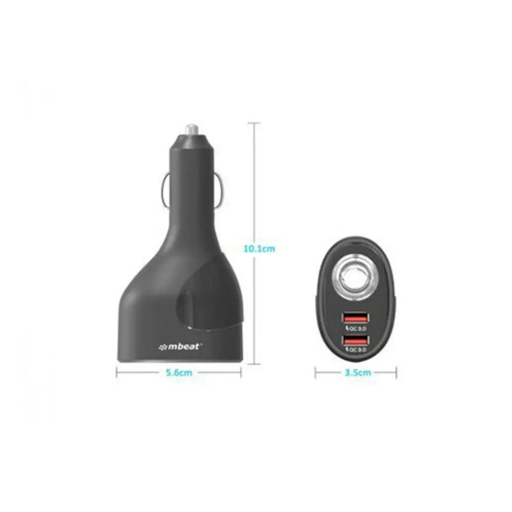 2x mBeat Gorilla Power Dual QC3.0 Car Charger w/Cigar Lighter Socket f/Phone/GPS