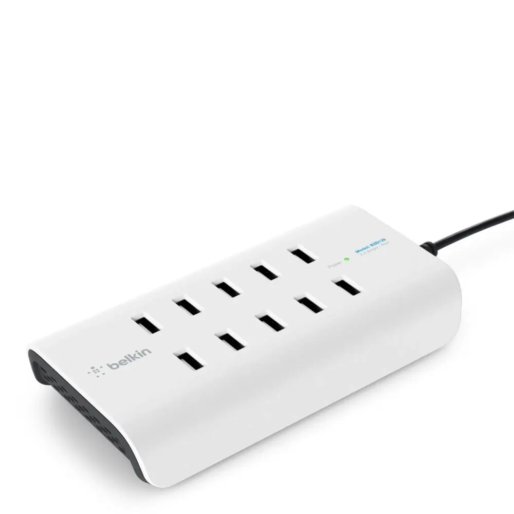 Belkin 120W RockStar 10 USB-A Port Desk/Wall Mountable Charger f/Phones/Tablets