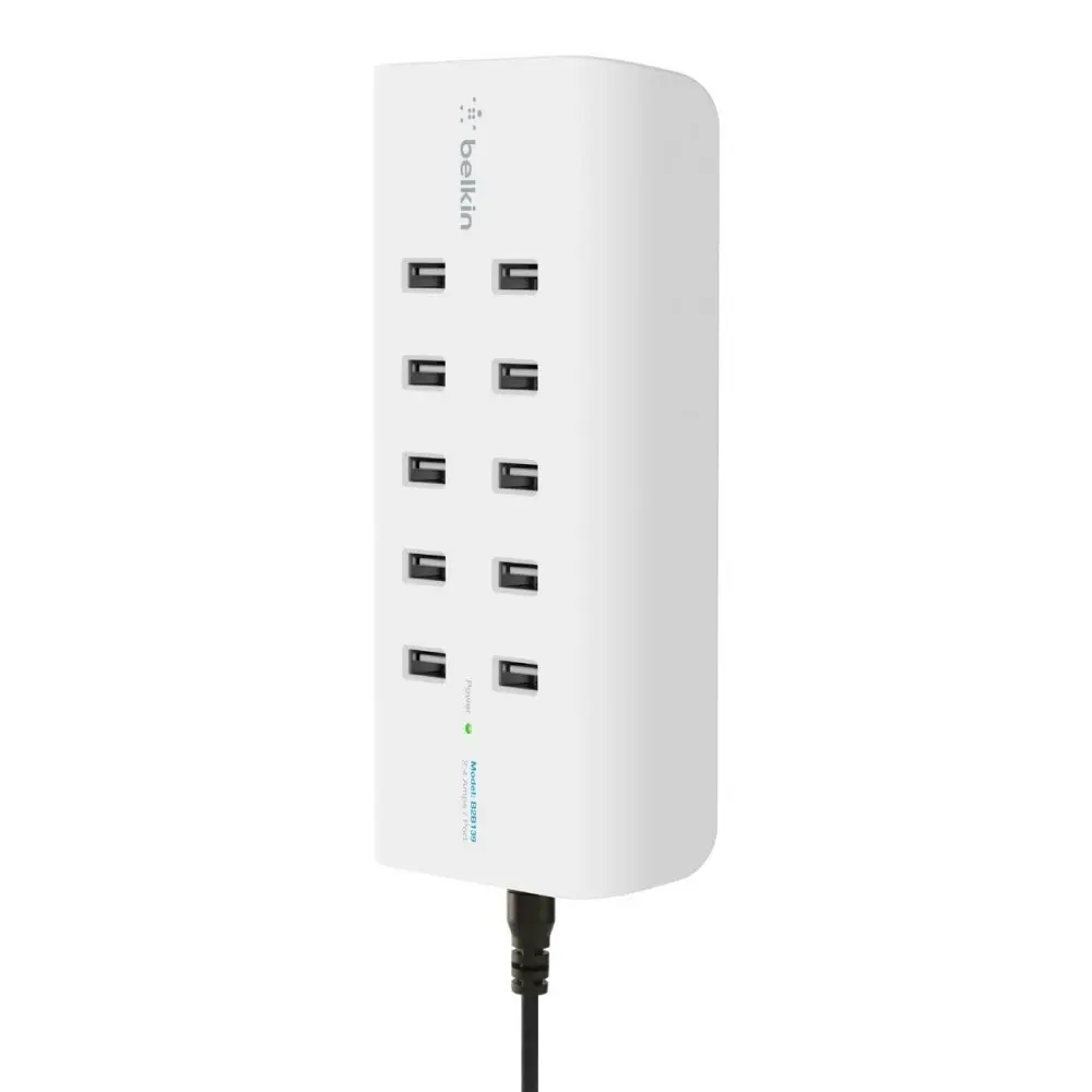 Belkin 120W RockStar 10 USB-A Port Desk/Wall Mountable Charger f/Phones/Tablets