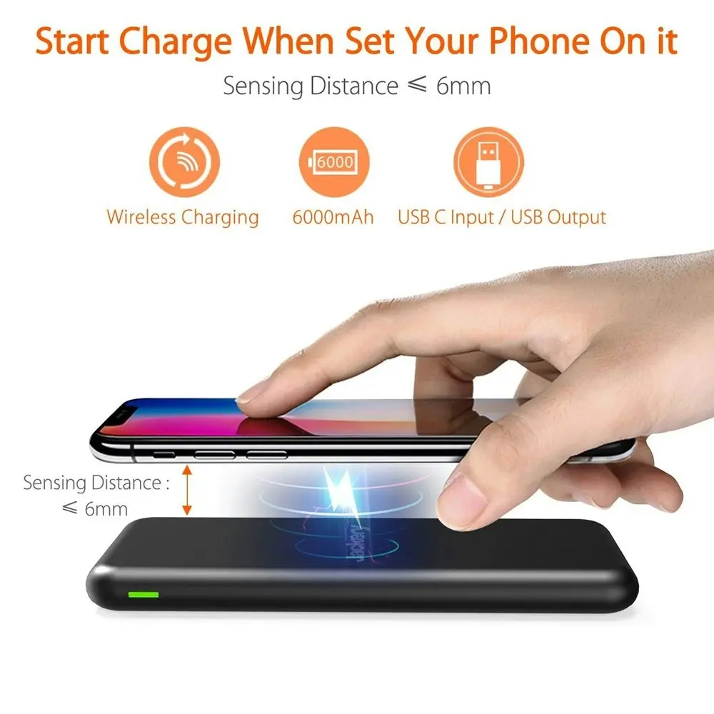 Jackery Nomad 150 6000mAh Wireless Qi/USB Power Bank Battery Charger Pad f/Phone