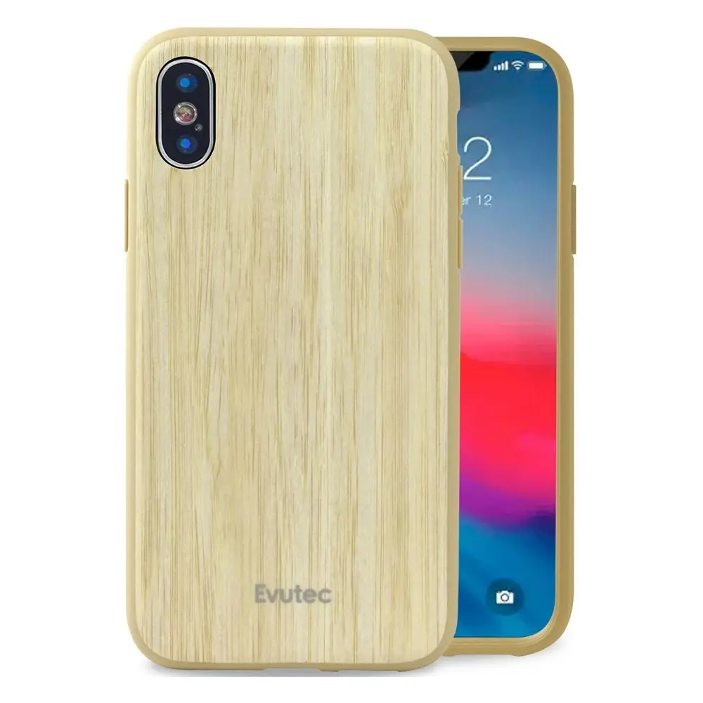 Evutec AER Wood Drop Proof Case Cover For Apple iPhone X/XS w/Vent Mount Bamboo