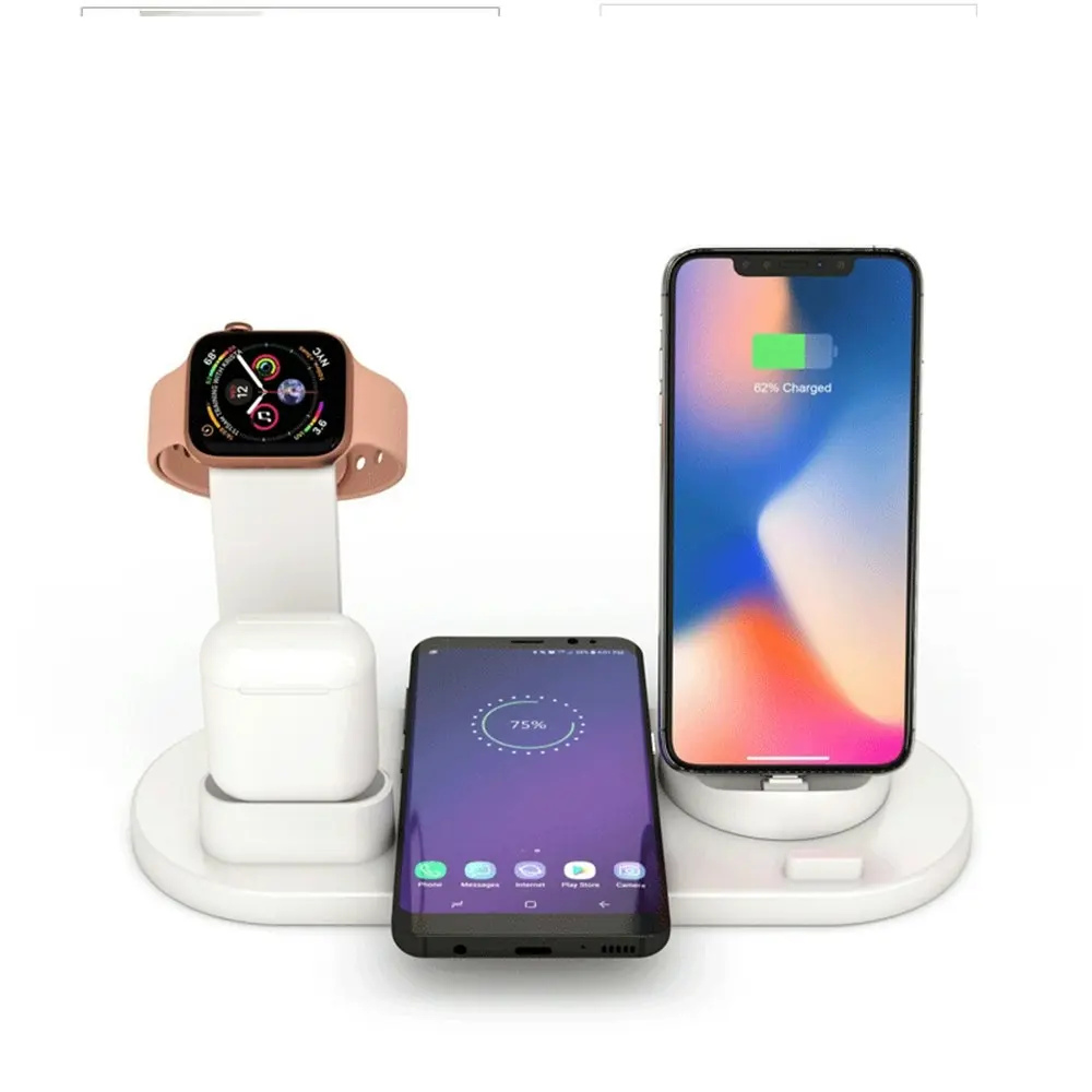 Wireless Charger Station/Micro/USB-C for iPhone/Apple Watch/Airpods/Samsung BLK