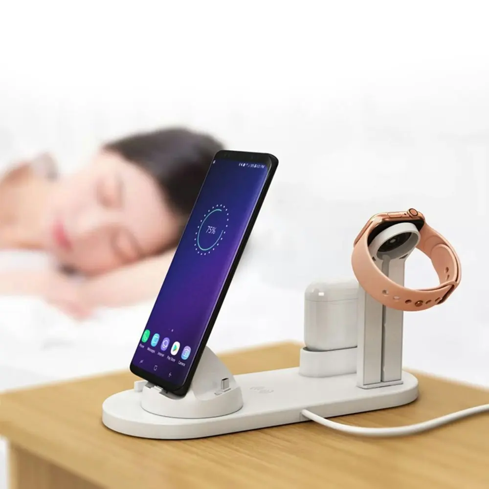 Wireless Charger Station/Micro/USB-C for iPhone/Apple Watch/Airpods/Samsung BLK