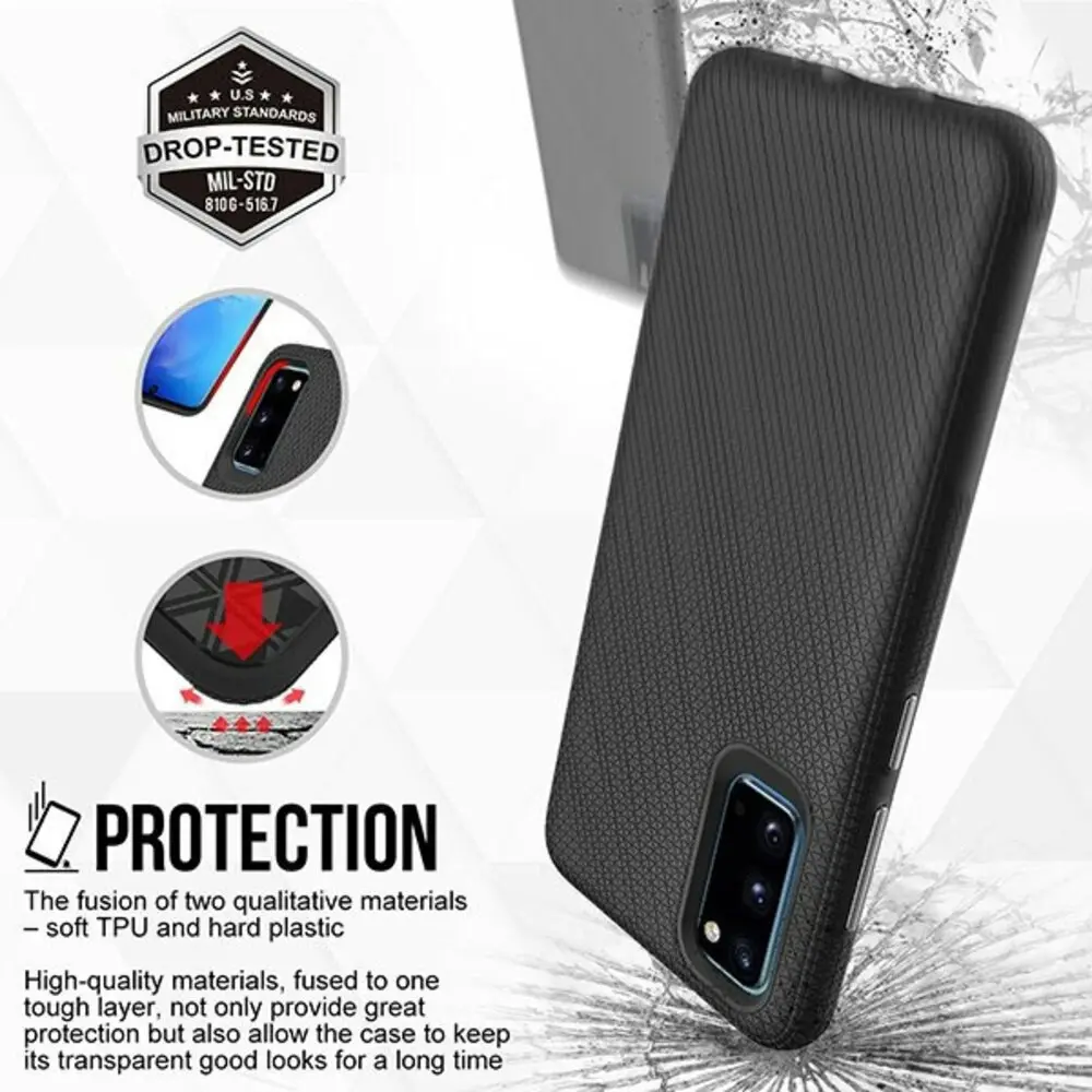 Urban Pyramid Case Hard Shell Cover Protection for Samsung Galaxy S20 Black