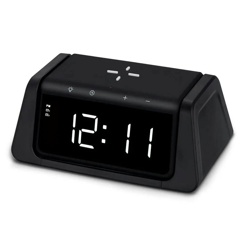 Rewyre Alarm Clock USB-C 5V 10W Qi Wireless Charger/UV Disinfection Lamp Black