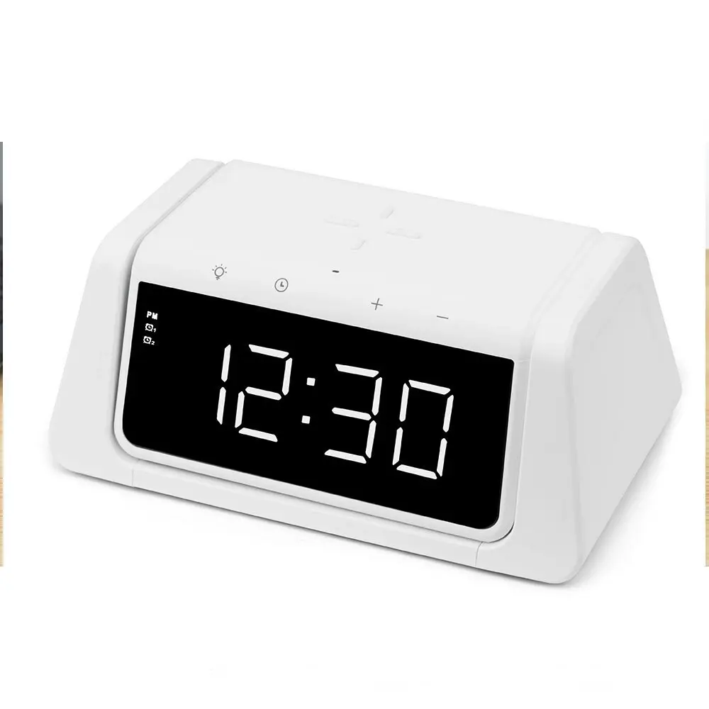 Rewyre Alarm Clock USB-C 5V 10W Qi Wireless Charger/UV Disinfection Lamp White