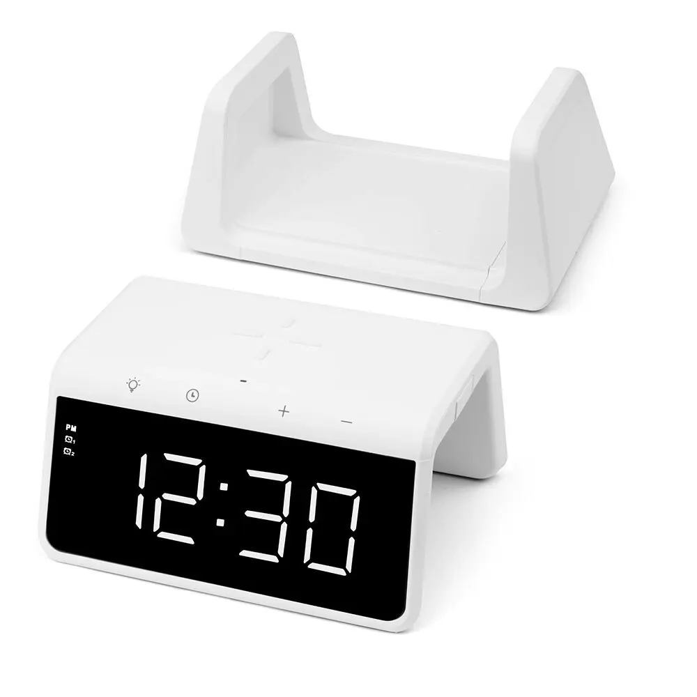 Rewyre Alarm Clock USB-C 5V 10W Qi Wireless Charger/UV Disinfection Lamp White