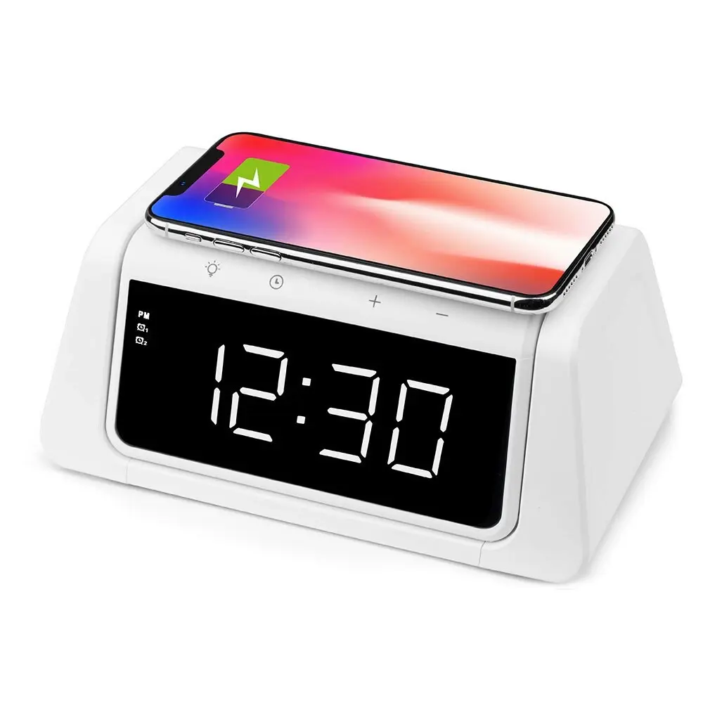 Rewyre Alarm Clock USB-C 5V 10W Qi Wireless Charger/UV Disinfection Lamp White