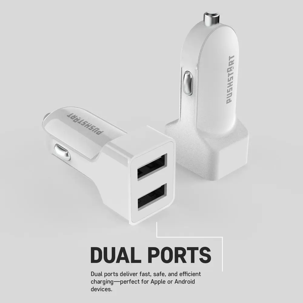 12W Dual Port Fast Charge USB-A Cigarette Lighter Car Charger for iPhone/Android