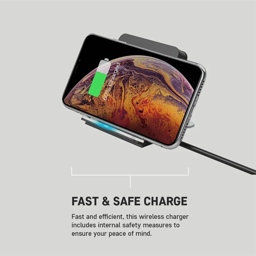 10W Qi Fast Charge Wireless Charging Stand for Android/Apple/iPhone/Smartphones