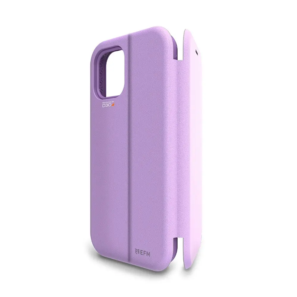 EFM Miami Wallet Case Armour Cover w/ D3O for iPhone 12 Mini 5.4in Heliotrope