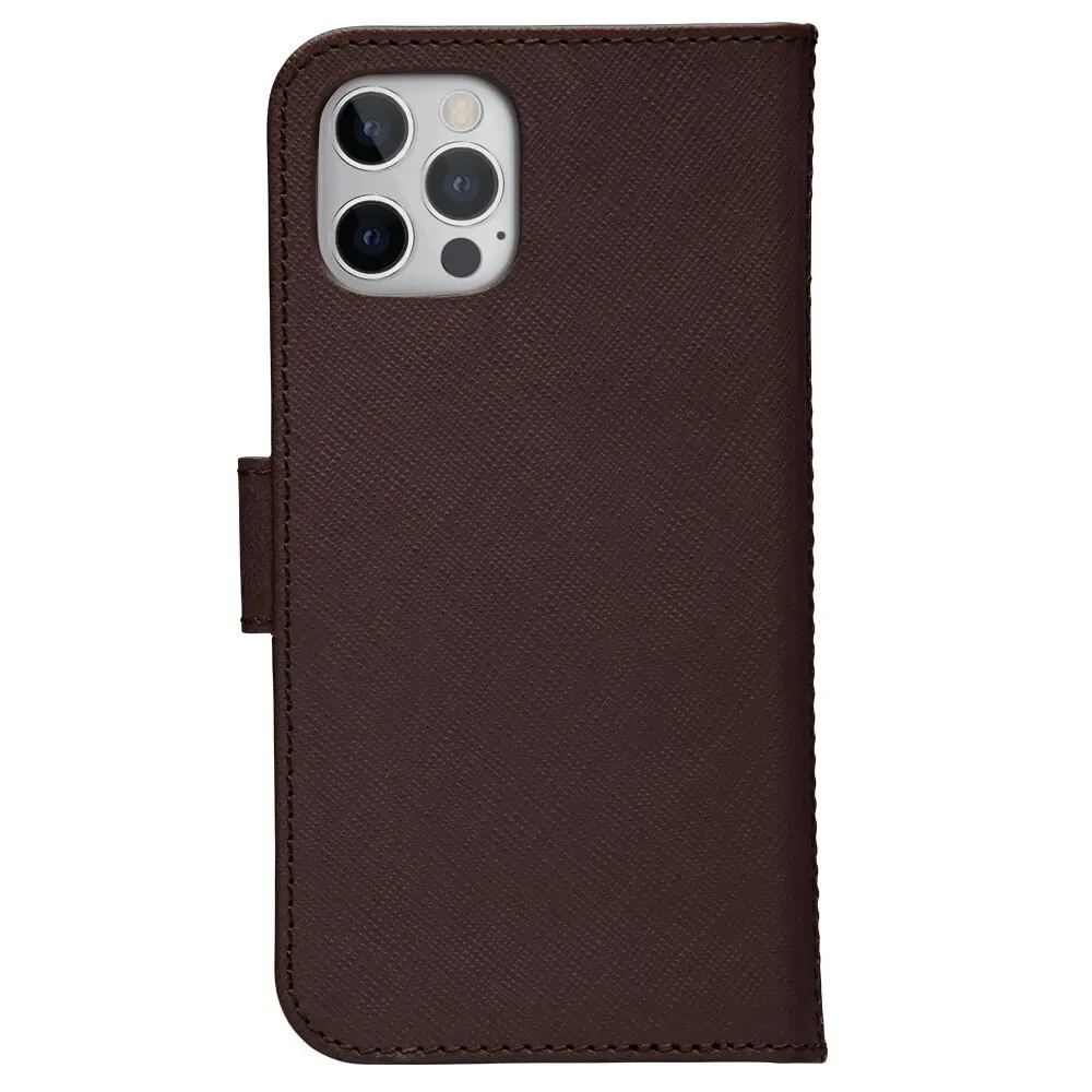 Dbramante New York Leather Wallet Flip Case for iPhone 12/12 Pro Dark Chocolate